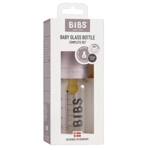 Set complet biberon anticolici din sticla, 110 ml, Dusky Lilac, Bibs 5013267