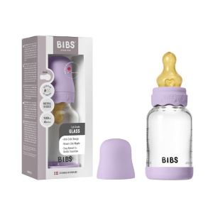 Set complet Biberon Boheme din sticlă anticolici, tetină latex cu flux lent, 120 ml, Bibs - Img 2