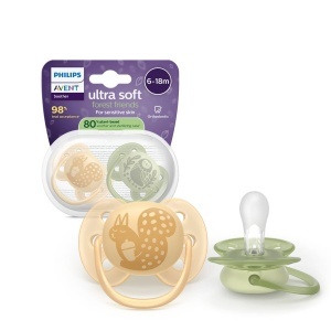 Suzetă ultra soft 6–18 luni, model Forest, 2 bucăți, Philips Avent
