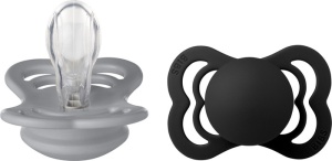Suzete din silicon cu tetina simetrica, Supreme, 0 luni+ Cloud - Black, 2 bucati, Bibs 160341 - Img 3