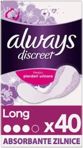 Absorbante zilnice pentru incontinenta urinara Always Discreet Long, 40 bucati, P&G