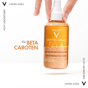Apa cu protectie solara SPF 50 cu beta-caroten pentru fata si corp Capital Soleil, 200 ml, Vichy - Img 5