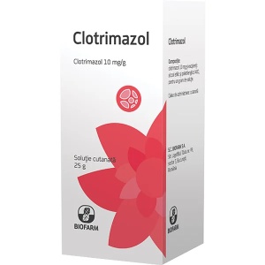 Clotrimazol 1% solutie cutanata, 25g, Biofarm
