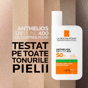 Fluid cu protectie solara SPF 50+ pentru fata Anthelios UVmune 400 Oil Control, SPF 50+, 50 ml, La Roche-Posay - Img 2