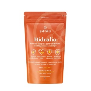 Hidralio Electroliti, pudra 300 g, aroma portocale, 30 portii, Faunus Plant
