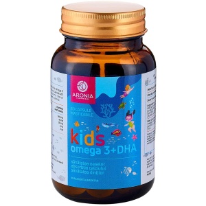 Kids Omega 3 + DHA cu vitaminele D și E, aromă tutti frutti, +3 ani, 60 capsule masticabile, Aronia Charlottenburg