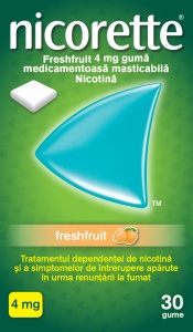 Nicorette Freshfruit 4mg guma medicamentoasa masticabila, 30 bucati, Kenvue - Img 2