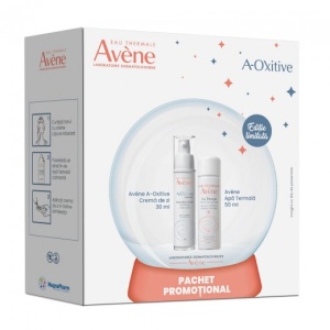 Pachet Crema de zi hidratanta cu efect de netezire A-OXitive, 30 ml + Apa termala spray, 50 ml, Avene