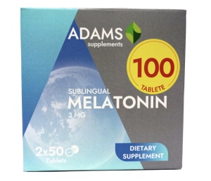 Pachet Melatonina 3mg sublingual, 50+50 tablete, Adams