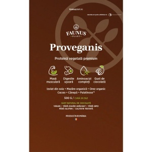 Proveganis, proteină vegetală pudră cu aromă de ciocolată, 500 g, Faunus Plant - Img 6