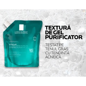Rezerva de reincarcare Gel Purifiant Micro-Exfoliant Effaclar, 400 ml, La Roche-Posay - Img 3