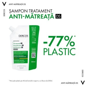 Rezerva eco sampon anti-matreata pentru par uscat Dercos, 500 ml, Vichy - Img 4