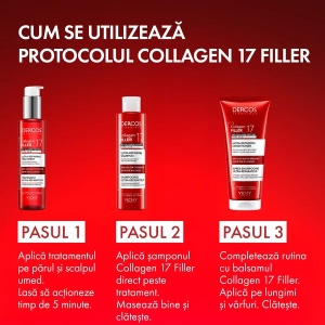 Sampon ultra-reparator pentru par deteriorat si fragil Dercos Collagen 17 Filler, 200ml, Vichy - Img 5