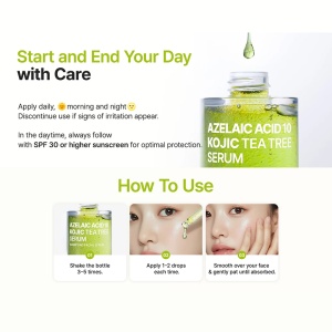 Ser de Față pentru Hidratare și Uniformizare Azelaic Acid 10 Kojic Tea Tree, 30 ml, Purito - Img 5