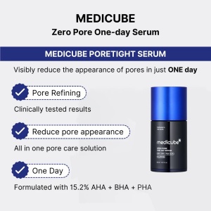 Ser facial pentru reducerea porilor si controlul sebumului Zero Pore One Day Serum, 30ml, Medicube - Img 4