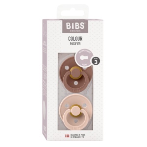 Set 2 suzete Colour din latex, tetină rotundă, 18 luni+, 130215 Woodchuck/Blush, Bibs