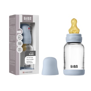 Set complet biberon din sticlă anticolic, tetină latex flux lent, 120 ml, Baby Blue, Baby - Img 5