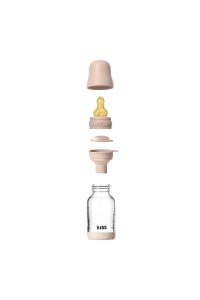 Set complet biberon din sticlă anticolici, tetină latex cu flux lent, 120 ml, Blush, Bibs - Img 3