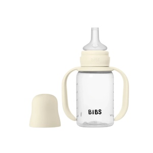 Set Complet Biberon Sippy cu Tetină din Silicon, 150 ml, Ivory, Cod: 50211216, Bibs - Img 2