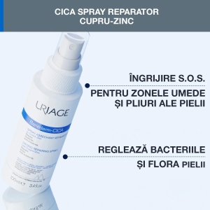Spray reparator pentru pielea iritata Bariederm Cica, 100ml, Uriage - Img 2
