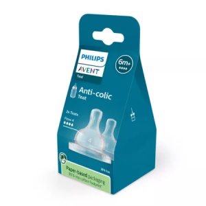 Tetina anti-colici, 6 luni+, debit 4, 2 bucati, SCY764/02, Philips