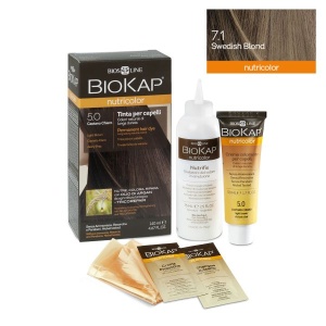 Vopsea permanenta pentru par Nutricolor, nuanta Swedish Blond 7.1, 140 ml, Biokap