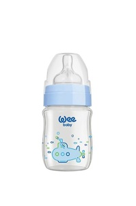 Biberon gura larga din sticla termorezistenta, cod 139, 120 ml, Wee Baby - Img 2