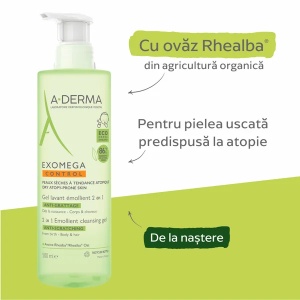 Gel spumant 2 in 1 Exomega Control, 500 ml, A-Derma - Img 3