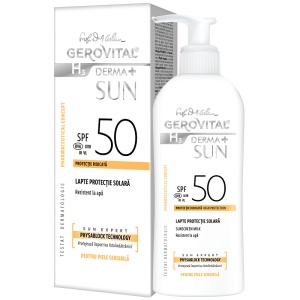 Lapte pentru protectie solara cu SPF 50 H3 Derma+ Sun, 150ml, Gerovital