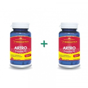 Pachet Artro Curcumin95, 2 x 60 capsule, Herbagetica