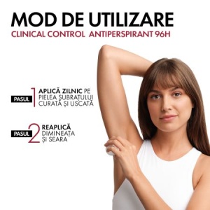 Pachet Deodorant roll-on antiperspirant Clinical Control 96H, 50 ml + 50 ml, Vichy - Img 5