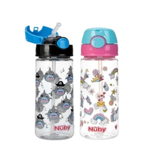 Pahar cu pai si capac +4 ani, cod 414023, 540 ml, Nuby
