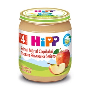 Piure BIO Primul Măr al Copilului, +4 luni, 125 g, HiPP