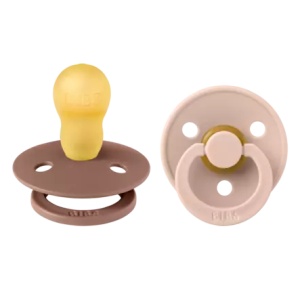 Set 2 suzete Colour din latex, tetină rotundă, 18 luni+, 130215 Woodchuck/Blush, Bibs - Img 2