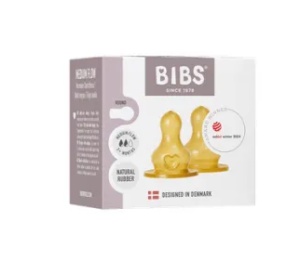 Set 2 tetine pentru biberon, latex cu flux mediu, Bibs