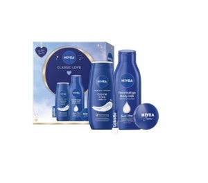 Set Classic Love, lapte de corp, crema de maini, crema de fata si balsam de buze Labello, Nivea
