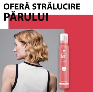 Spuma de par Shine, Strălucire și Fixare 24h, 200 ml, Taft - Img 2