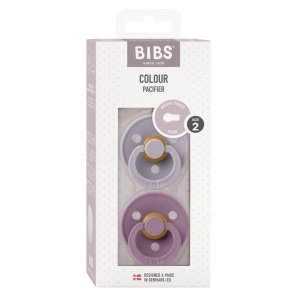 Suzete din latex cu tetina rotunda Colour, 6 luni+, Fossil Grey - Mauve, 2 bucati, Bibs 120405