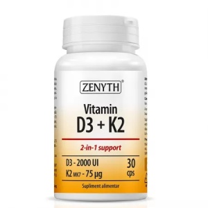 Vitamin D3 + K2, 30 capsule, Zenyth
