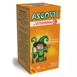 Ascovit cu Vitamina C aroma de portocala, 60 comprimate, Omega Pharm