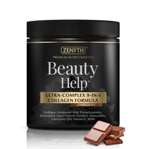 Beauty Help Ultra-Complex 9-in-1 Collagen Formula cu aroma de ciocolata, 300g, Zenyth