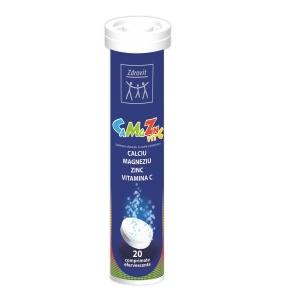 Calciu, Magneziu, Zinc + Vitamina C, 20 comprimate efervescente, Zdrovit