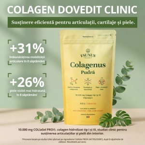 Colagenus Pudra, Colagen hidrolizat tip 1 și 3 cu Vitamina C, 303 g, 30 portii, Faunus Plant - Img 8
