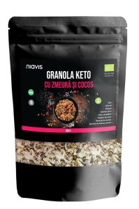 Granola Keto cu Zmeura si Cocos Ecologica/BIO, 200 g, Niavis