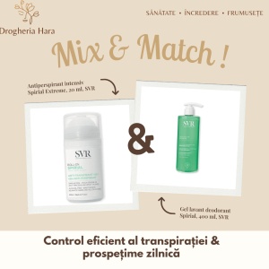 Pachet Antiperspirant intensiv Spirial Extreme 50 ml + Gel lavant deodorant Spirial 400 ml, SVR