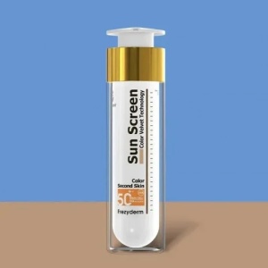 Pachet Crema de fata Sun Screen Color Velvet cu SPF50+, 50ml + Spray mist Sun Screen On The Move cu protectie solara SPF50, 75ml, FrezyDerm - Img 3