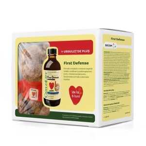 Pachet First Defense sirop pentru copii, 118,5 ml + ursuleț de pluș, Secom