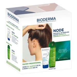 Pachet Sampon Node DS+, 125 ml + Sampon zilnic Node Fluide, 200 ml, Bioderma