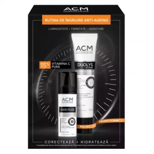 Pachet Ser intensiv cu vitamina C pura 15% Duolys CE, 15ml + Crema hidratanta anti-imbatranire Duolys Legere, 40ml, ACM