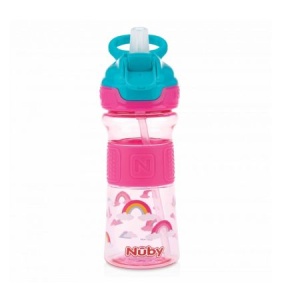 Pahar din tritan cu mustiuc din silicon si maner, 360 ml, 36 luni+, 414021 Nuby - Img 2